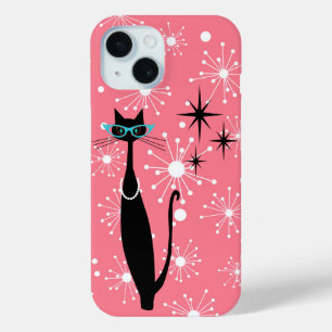 Retro Atomic Era Mid Century Modern MCM Cool Cat P iPhone 15 Case