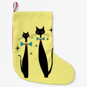 Retro Atomic Era Mid Century Modern MCM Cool Cat Small Christmas Stocking