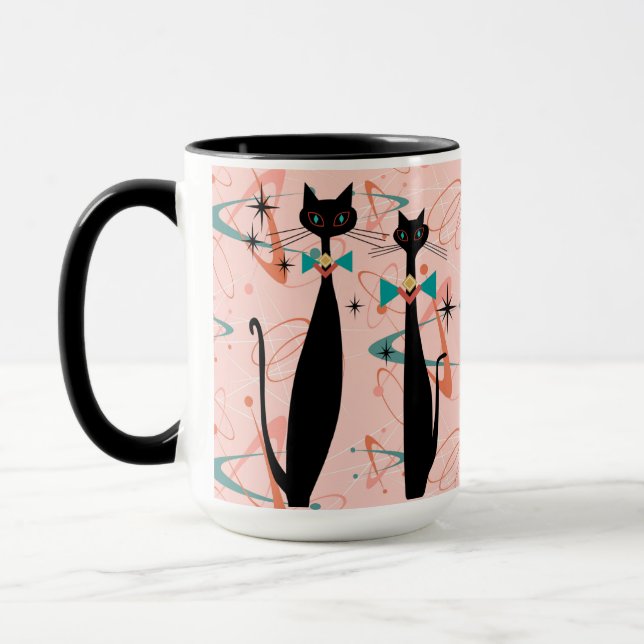 Retro Atomic Era Mid Century Modern MCM Cool Cats Mug (Left)