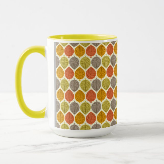 Retro Atomic Era Mid Century Modern MCM Leaves Mug (Left)