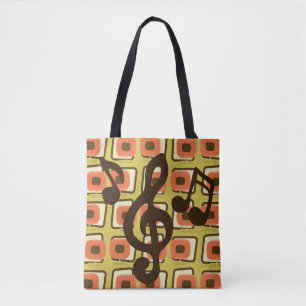 Retro Atomic Era Mid Century Modern MCM Music Tote Bag