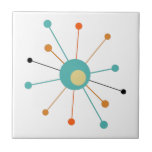 Retro Atomic Era Starburst Mid Century Modern Tile<br><div class="desc">This fabulous mid century modern decorative tile features an atomic starburst in the colours of turquoise blue,  two shades of orange,  cream,  and black. This will make a colourful addition to your decor!</div>