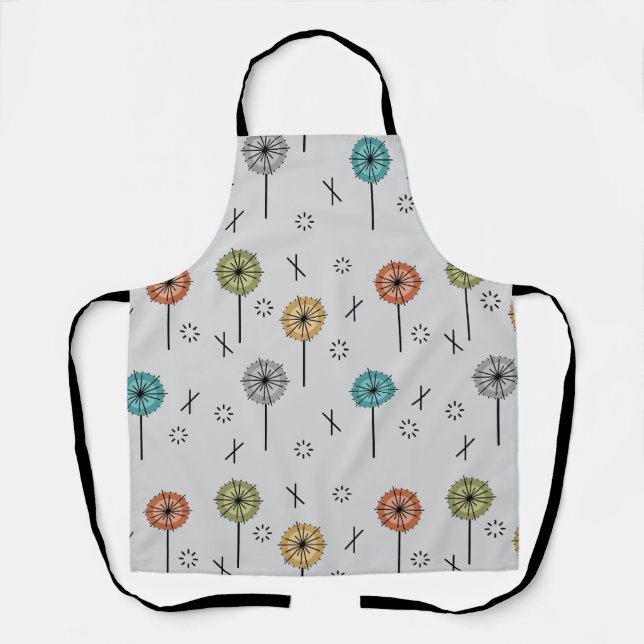 Retro Atomic Flowers Multicolored Apron (Front)