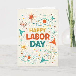 Retro Atomic Happy Labor Day Card