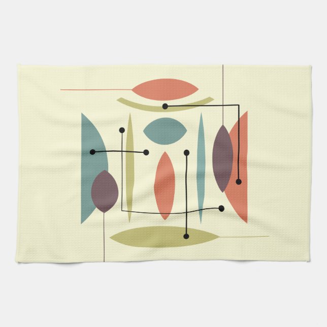 Retro Atomic Hip Abstract Kitchen Towel (Horizontal)