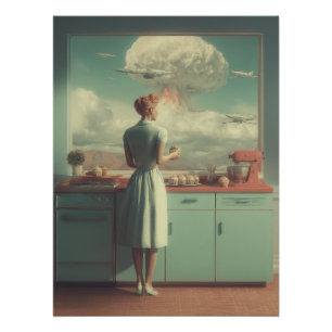 Retro Atomic Kitchen Surreal Art Poster