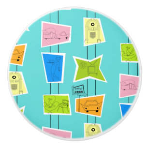 Retro Atomic Kitsch Ceramic Pull