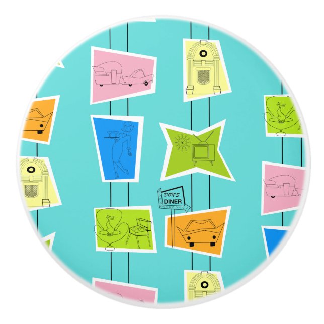 Retro Atomic Kitsch Ceramic Pull (Front)