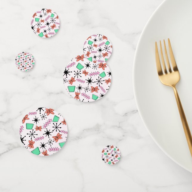 Retro Atomic MCM Pink Orange Green Black Confetti (Group)
