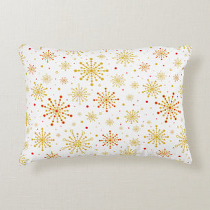 Retro Atomic Mid-Century Mod Red & Gold Starburst Accent Pillow