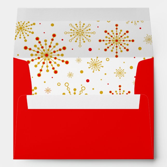 Retro Atomic Mid-Century Mod Red & Gold Starburst Envelope (Back (Bottom))