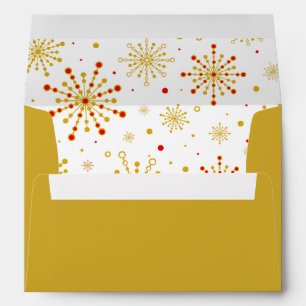Retro Atomic Mid-Century Mod Red & Gold Starburst Envelope
