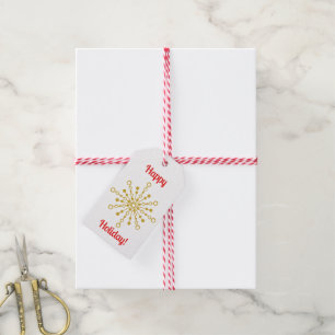 Retro Atomic Mid-Century Mod Red & Gold Starburst Gift Tags