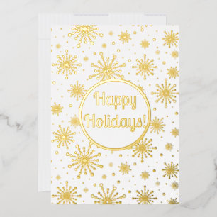Retro Atomic Mid-Century Mod Starburst Gold Foil Holiday Card