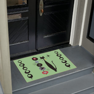 Retro Atomic Mid Century Modern Cool Cat Doormat