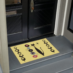 Retro Atomic Mid Century Modern Cool Cat Doormat