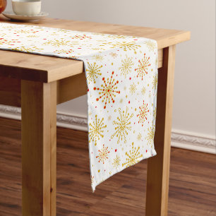 Retro Atomic Mid-Century Modern Red & Gold Colour Long Table Runner