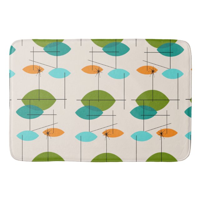 Retro Atomic Mobile Pattern Bath Mat (Front)