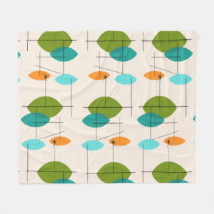 Retro Atomic Mobile Pattern Fleece Blanket