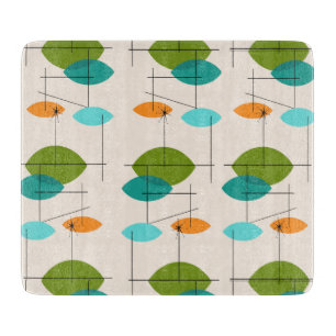 Retro Atomic Mobile Pattern Glass Cutting Board