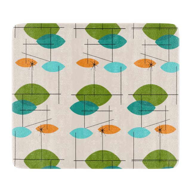 Retro Atomic Mobile Pattern Glass Cutting Board (Front)
