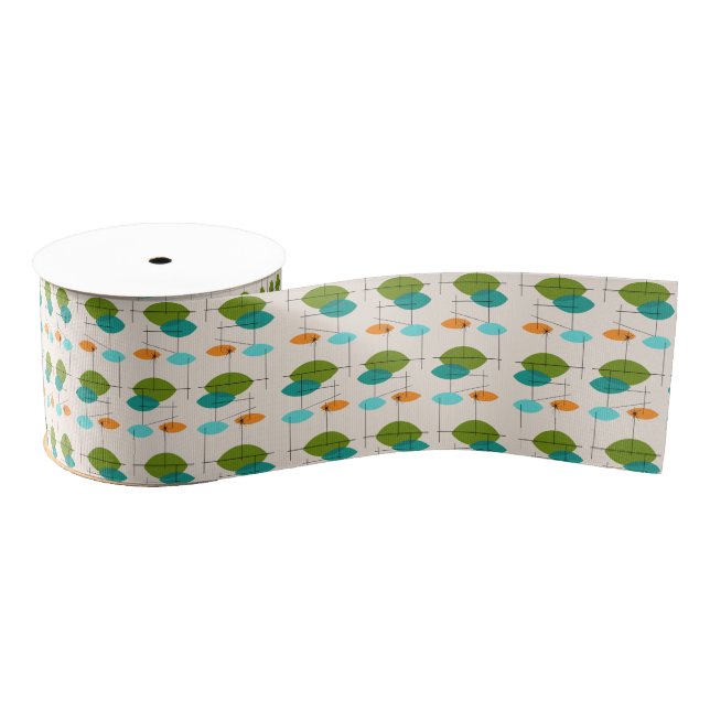 Retro Atomic Mobile Pattern Grosgrain Ribbon (Spool)