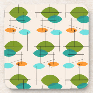 Retro Atomic Mobile Pattern Hard Plastic Coasters