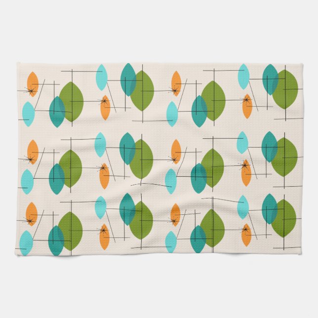 Retro Atomic Mobile Pattern Kitchen Towel (Horizontal)