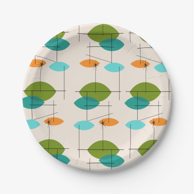 Retro Atomic Mobile Pattern Paper Plates (Front)