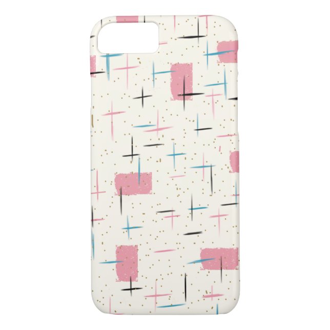 Retro Atomic Pink Motif iPhone 7 Coque (Dos)