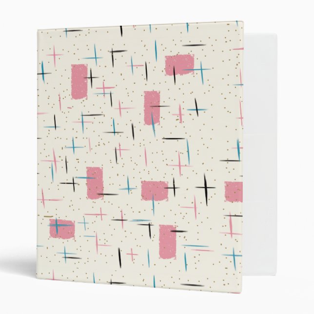 Retro Atomic Pink Pattern Binder (Front/Inside)