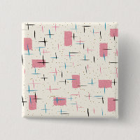 Retro Atomic Pink Pattern Button Keychain