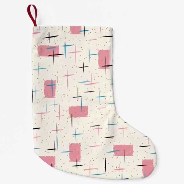 Retro Atomic Pink Pattern Christmas Stocking (Front)