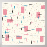 Retro Atomic Pink Pattern Poster