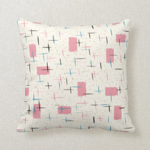 Retro Atomic Pink Pattern Throw Pillow