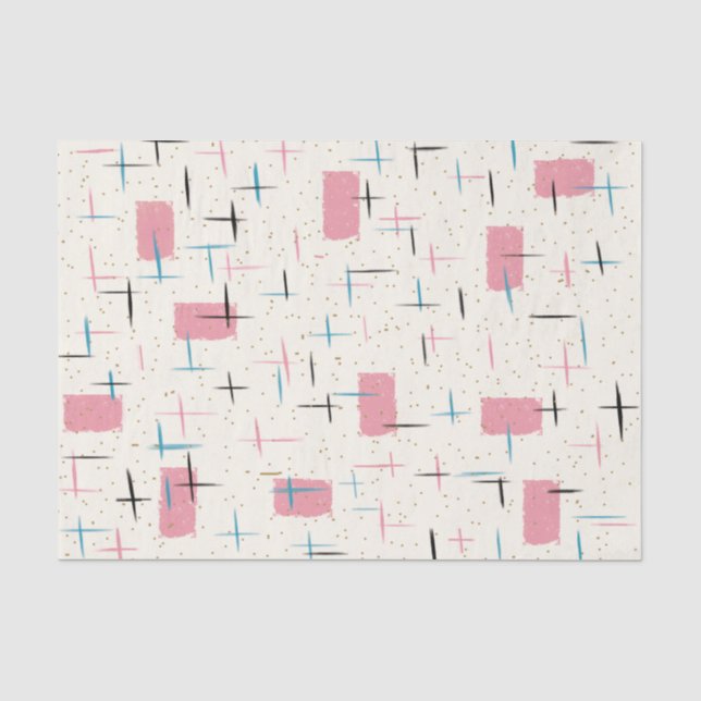 Retro Atomic Pink Pattern Tissue Ribbon Tissue Paper (Front)