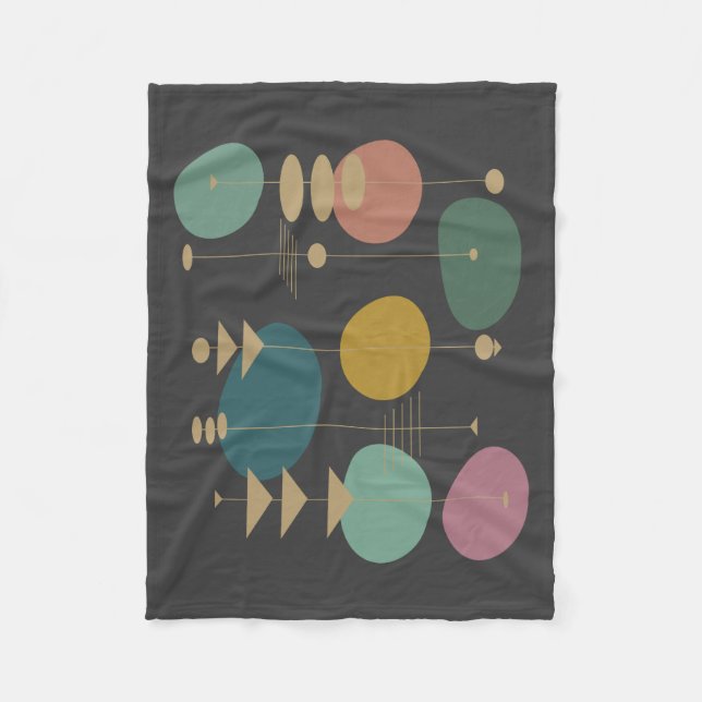 Retro Atomic Space Age Mid Century Modern Fleece Blanket (Front)