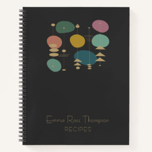 Retro Atomic Space Age Mid Century Modern Recipe Notebook