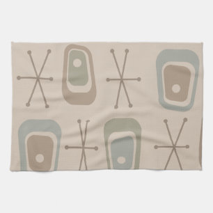 Retro Atomic Space Age Soft Neutral Colours Kitchen Towel