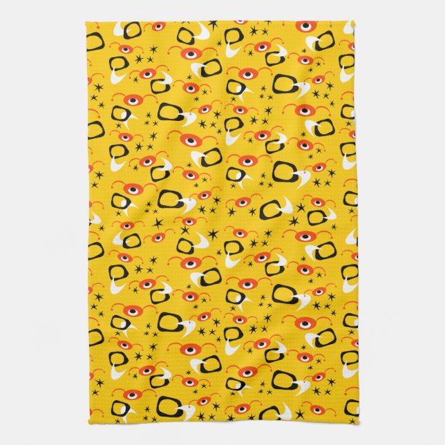 Retro Atomic Spiders Kitchen Towel (Vertical)