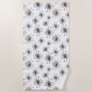 Retro Atomic Starburst Mid Century Modern Beach Towel