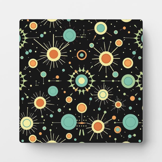 Retro Atomic Starburst Midcentury Pattern Plaque (Front)