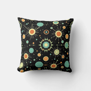Retro Atomic Starburst Midcentury Pattern Throw Pillow