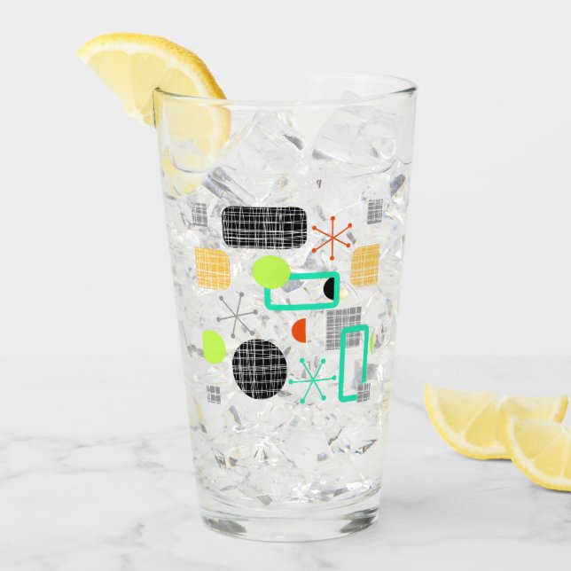 Retro Atomic Starburst Modern Mid Century Pattern Glass (Front Ice)