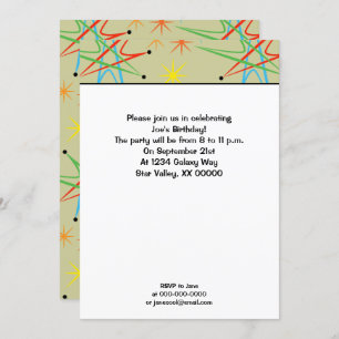 Retro Atomic Starburst Multicolored Pattern Invitation