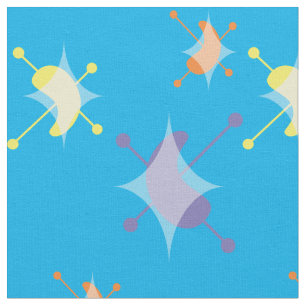 Retro Atomic Starbursts Pattern Fabric