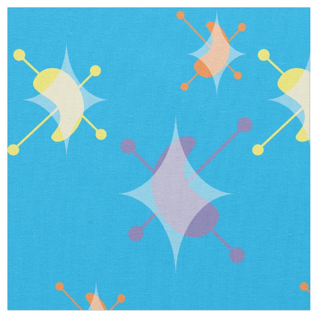 Retro Atomic Starbursts Pattern Fabric (Close Up)