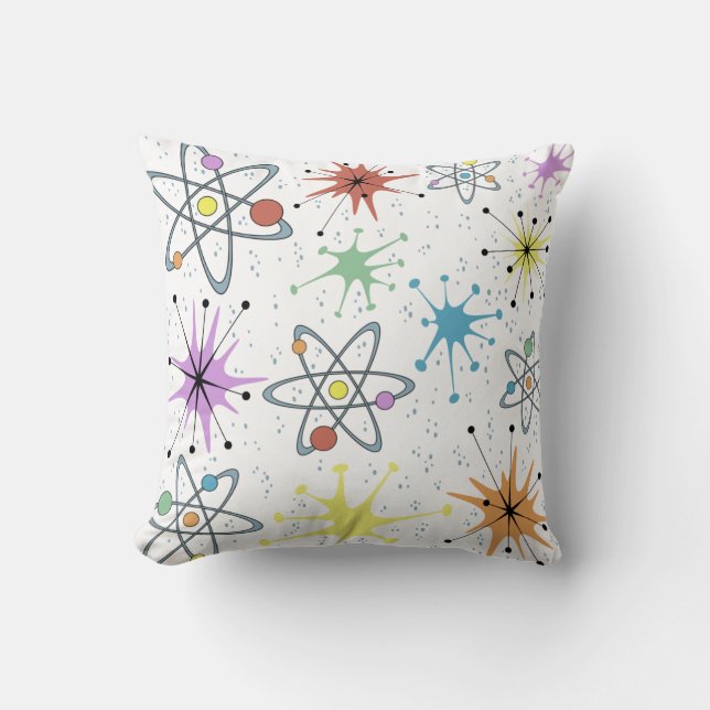 Retro Atomic Throw Pillow (Front)