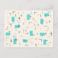 Retro Atomic Turquoise Pattern Postcard