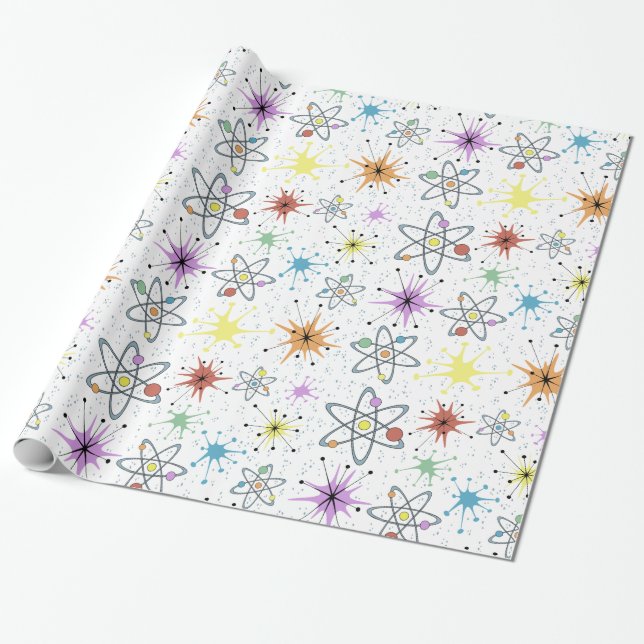 Retro Atomic Wrapping Paper (Unrolled)